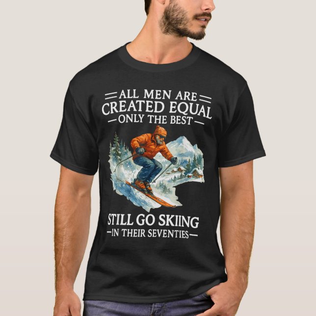 Camiseta 70th Birthday Skier Man 70 Years Old Skiing Lover  (Frente)
