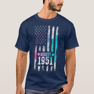Camiseta 71 anos, agosto de 1951 Bandeira americana 71º ani