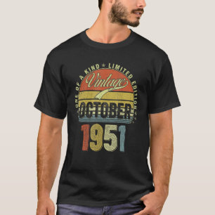 Camiseta 71 anos Vintage outubro de 1951 71º aniversário