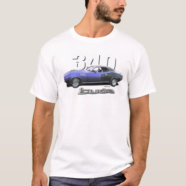 Camiseta '71 Plymouth Cuda 340" ameixa louca " (Frente)