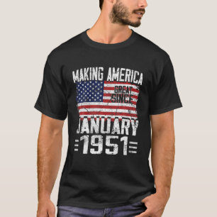 Camiseta 71Rua Aniversário Presente Janeiro 1951 Bandeira
