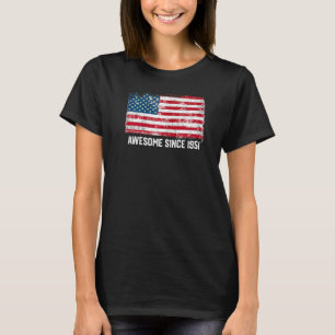 Camiseta 71rua Birthday Vintage Usa Flag Incrível Desde 195