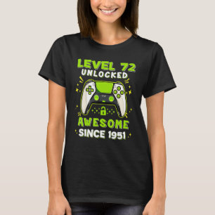 Camiseta 72º Aniversário Boys Nível 72 Desbloqueados 72 Ano