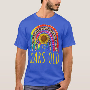 Camiseta 72 Anos 72 Aniversário Tie Dye Sunflower Leopa