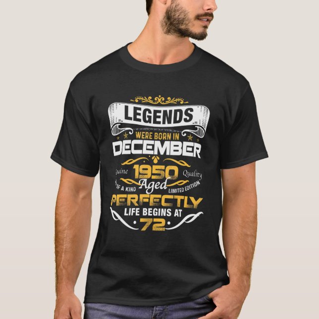 Camiseta 72 Years Old  Legends Born In December 1950 72nd B (Frente)