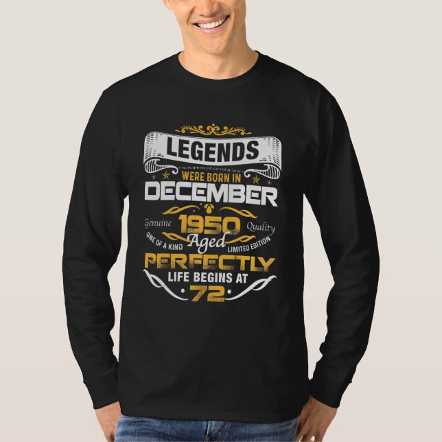 Camiseta 72 Years Old  Legends Born In December 1950 72nd B (Frente)