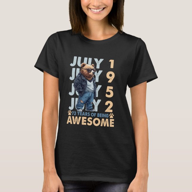 Camiseta 73º Aniversário do Urso Legendas Julho De 1952 73  (Frente)
