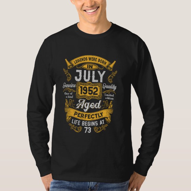 Camiseta 73rd Birthday Real Legends July 1952 73 Years Old  (Frente)