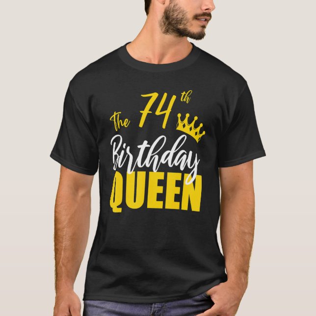 Camiseta 74º aniversário da Rainha Feliz Festa de Aniversár (Frente)