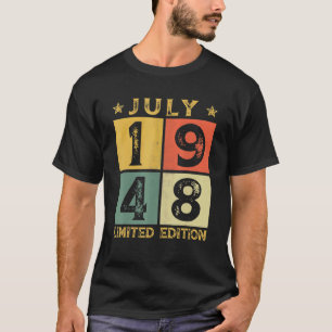 Camiseta 74º Aniversário Decorações Julho de 1948 74 Anos