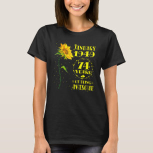 Camiseta 74. º aniversário 74 anos Nascer de girassol Janei
