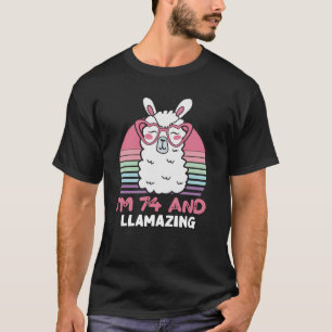 Camiseta 74.º aniversário, Llamascinando Llama, 74 anos