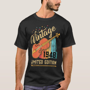 Camiseta 74.º Aniversário Violino Violinista Retro 1948 M