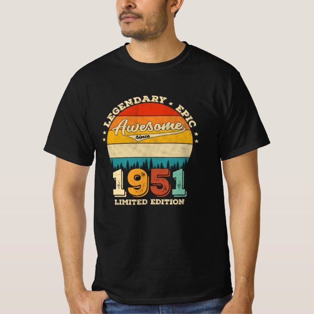 Camiseta 74 anos Bday 1951 Incrível 74º presente de anivers (Frente)