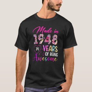 Camiseta 74 Anos De Incrível Criado Em 1948 Aniversário Vi