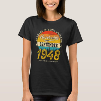 Camiseta 74 anos é incrível desde setembro de 1948 74º aniv