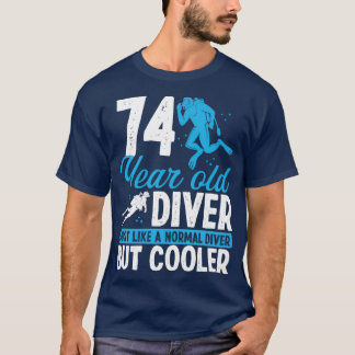 Camiseta 74 Anos Scuba Diver Snorkel 74 Aniversário