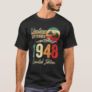 Camiseta 74 anos Vintage setembro de 1948 74th