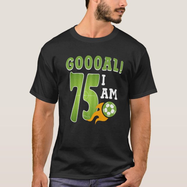 Camiseta 75º Aniversário Futebol I m 75 anos Engraçado B D (Frente)