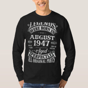 Camiseta 75º Aniversário Nascer De Legendas Em Agosto De 19