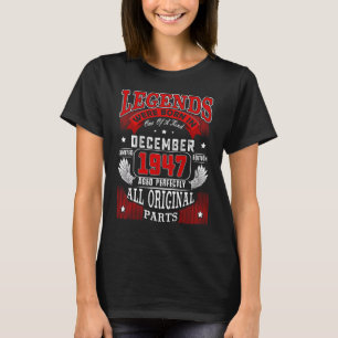 Camiseta 75º Aniversário Nascer De Legendas Em Dezembro De