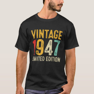 Camiseta 75º Aniversário Presente 75 Anos Vintage 1947 Limi