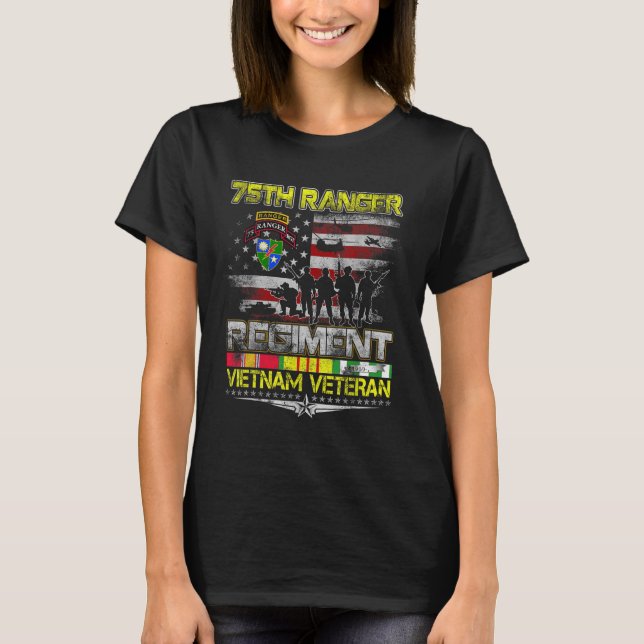 Camiseta 75º Regimento de Ranger Vietnã Vet Patriótico Vete (Frente)