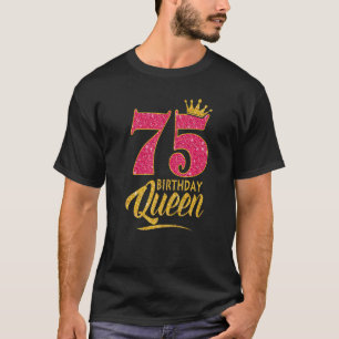 Camiseta 75.º aniversário Rainha 75 anos Coroa rosa-rosa