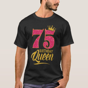 Camiseta 75.º aniversário Rainha 75 anos Coroa Rosa-rosa