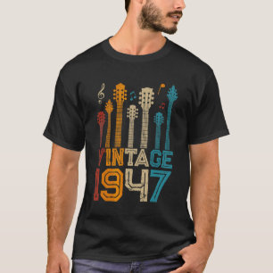 Camiseta 75. Aniversário Vintage 1947 Guitarista