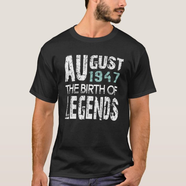 Camiseta 75 Anos 75 Aniversário De Agosto De 1947 Nasciment (Frente)