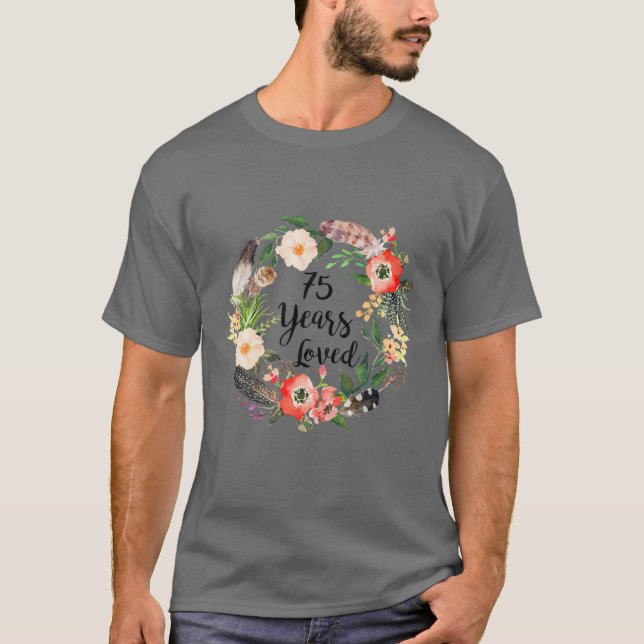 Camiseta 75 Anos Amo, 75 Dons De Aniversário Para Mulheres, (Frente)