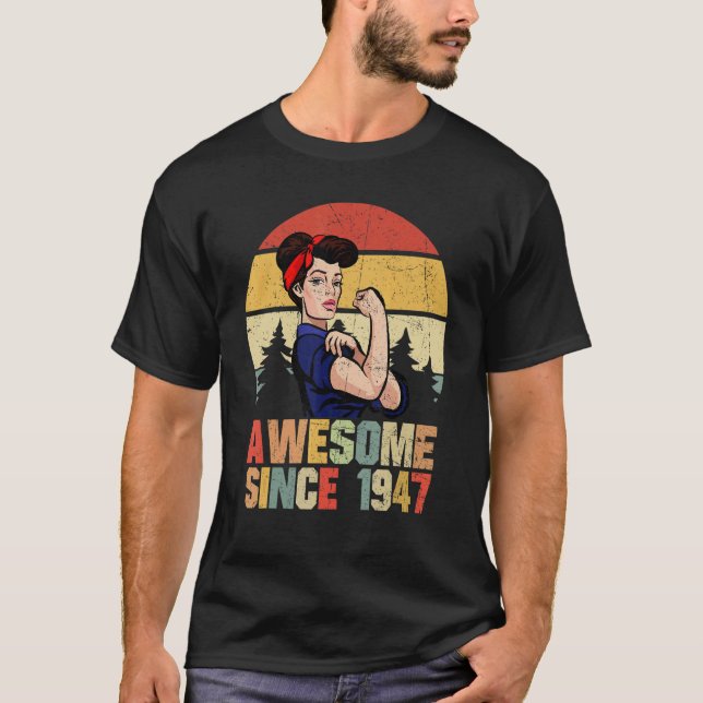 Camiseta 75 anos de idade incrível desde 1947 75º aniversár (Frente)