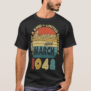 Camiseta 75 anos de idade incrível desde março de 1948 75º
