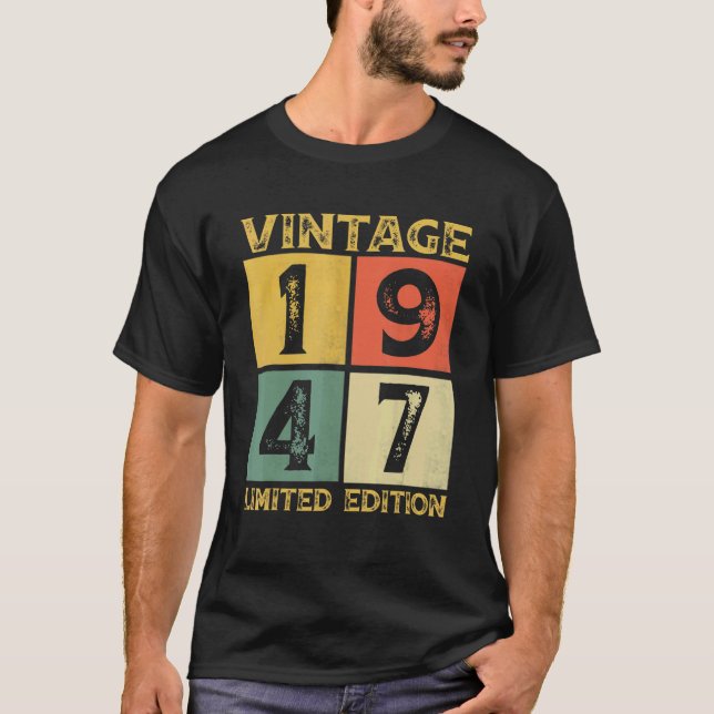 Camiseta 75 anos de idade Retro 1947 75º aniversário (Frente)