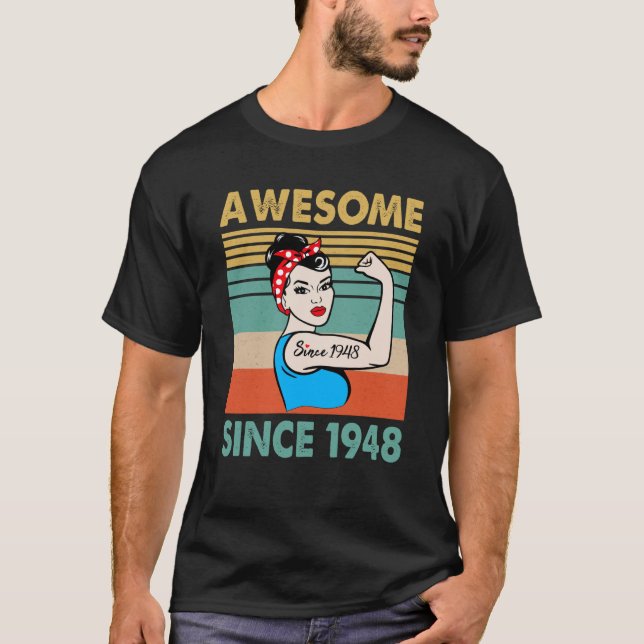 Camiseta 75 anos é incrível desde 1948 75º aniversário (Frente)