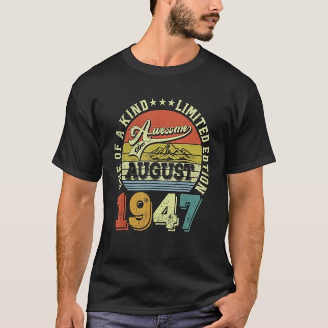 Camiseta 75 anos é incrível desde agosto de 1947 75º aniver (Frente)