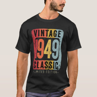 Camiseta 75 anos Vintage 1949 75th Aniversário Decoration