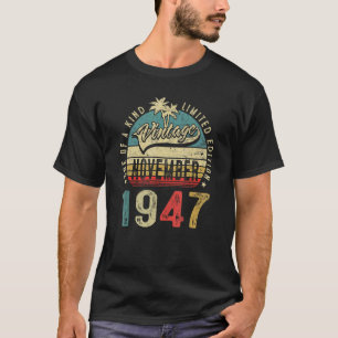 Camiseta 75 anos Vintage novembro de 1947 75º aniversário M