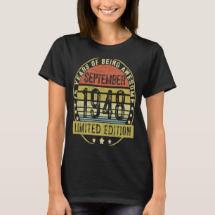 Camiseta 75 anos Vintage setembro de 1948 75º aniversário