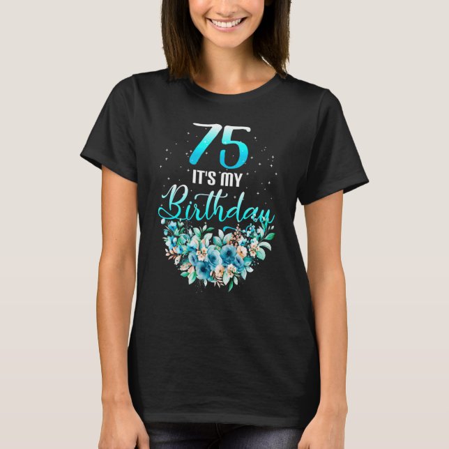Camiseta 75 É a minha família de aniversário de 75 anos, Fl (Frente)
