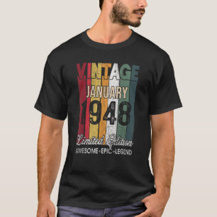 Camiseta 75.o aniversário de Janeiro de 1948 75 anos