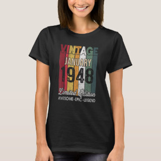 Camiseta 75.o aniversário de Janeiro de 1948 75 anos