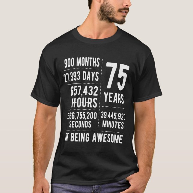 Camiseta 75th Birthday Men Women Funny 75 Years Old  (Frente)