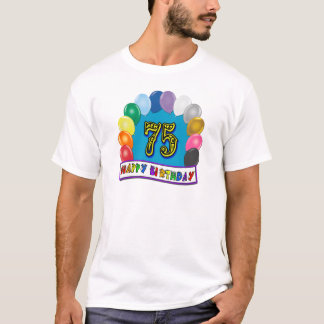Camiseta 75th T-shirt do arco do balão do aniversário