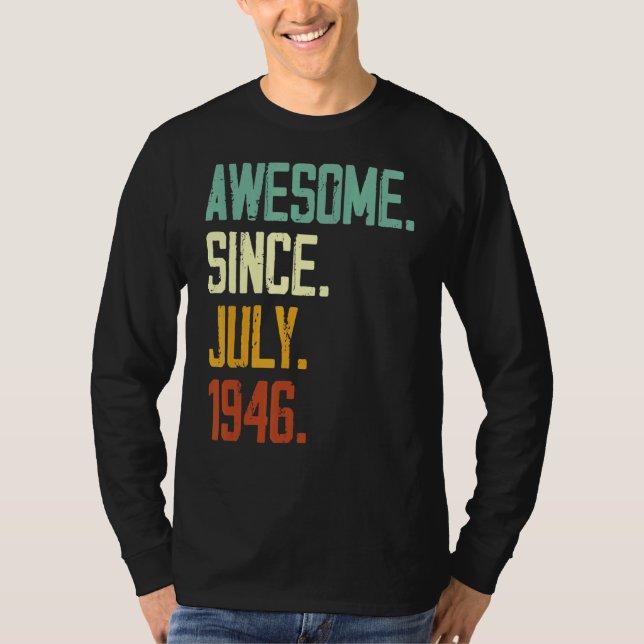 Camiseta 76º Aniversário Impressionante Desde Julho De 1946 (Frente)