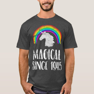 Camiseta 76.º aniversário, unicórnio vintage, mágico desde