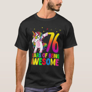 Camiseta 76 Anos De Aniversário Do Unicórnio Dabbing 76º Bi