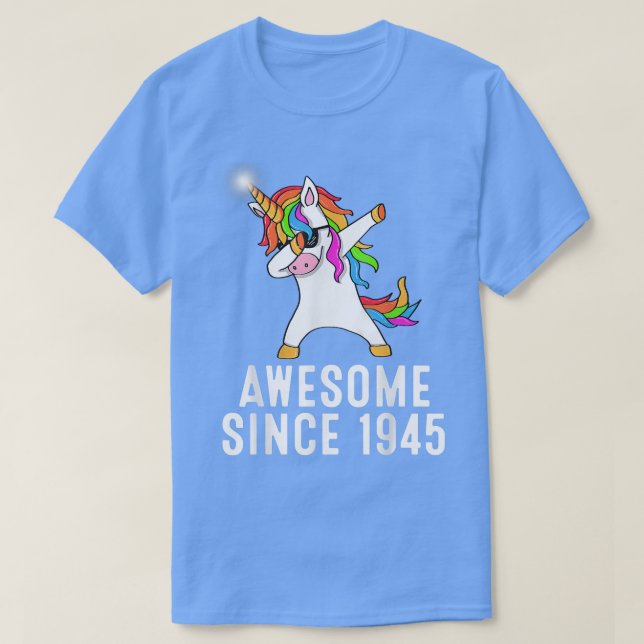 Camiseta 76 anos, unicórnio dab, Incrível desde 1945 (Frente do Design)