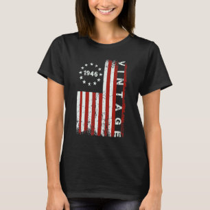 Camiseta 76 Anos Vintage 1946 American Flag 76 Bday M